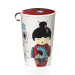 Taza alta Little Geisha de porcelana, con tapa y filtro acero inoxidable 0,35 L